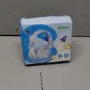 iClever BTH12 Kids Bluetooth Headphones,Colorful LED Lights Kids Headphones Wireless,74/85dBA Safe Volume,85H Playtime,Fast Charging,Bluetooth 5.2,Over Ear,Built-in Mic for iPad/Tablet/Airplane,Blue