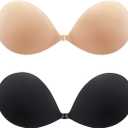 MITALOO Seamless Adhesive Bra Sticky Strapless Invisible Push up Bras Silicone Backless Nipple Cover for Women Beige Black