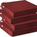 IPYNBAP Outdoor Chair Cushions Set of 4 -Waterproof Outdoor Seat Cushions for Patio Furniture, Patio Chair Cushion with Handle and Ties, Out Door Chair Pads,19x19x3-Square, Burgundy