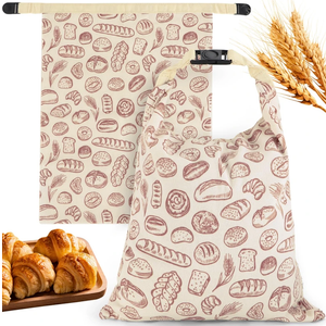 2 PACK Beeswax Sourdough Bread Bags for Homemade Bread, Reusable Cotton Beeswax Bread Bag Portable Waxed Storage All Natural Bees Wax Linen Bag Keep Fresh,13''×17'', 02