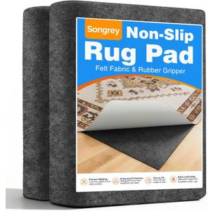 Songrey Non Slip Rug Pad Gripper 8 x 10 Ft, Thick Felt Fabric with Anti Skid Backing, Carpet Pad for Hardwood Floors, Keep Area Rugs in Place and Safe
