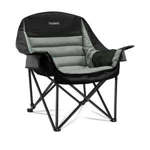 Oversized Camping Chair, Portable Folding Camping Chairs with Side Pocket, Cup Holder and Carry Bag, Heavy Duty Outdoor Camping Chairs for Adults, Fishing, Sports, Trip, up to 400lbs, Style 4