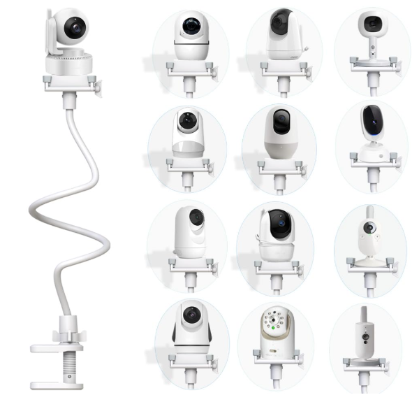 EYSAFT Baby Monitor Mount Baby Kamera Holder Compatible with Infant Optics DXR8 Pro,Nanit N322NW, ANMEATE SM935E,Vava,Hellobaby,Motorola,Eufy E110 and Other Most Cameras with Base & 1/4 Screw Mount