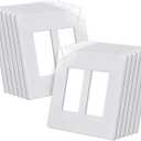 CML 2-Gang Decorative Screwless Wall Plates, 12 Pack Mid-Size Outlet Covers for Electrical Outlets and Switches, Midway Size 4.88" x 4.94", Gloss White, UL Listed