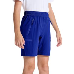 DEVOROPA Youth Boys Hiking Cargo Shorts Lightweight Quick Dry Athletic Running Workout Shorts Water Resistant Zip Pockets (L)