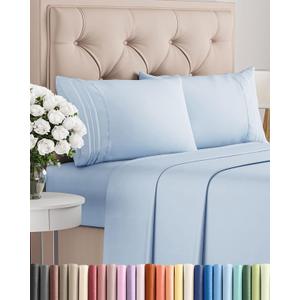 King Size 4 Piece Sheet Set - Comfy Breathable & Cooling Bed Sheets Set - Hotel Luxury Bedding for Women, Men, Kids & Teens - Deep Pockets, Easy-Fit, Super Soft & Wrinkle Free - Oeko-Tex - Sky Blue
