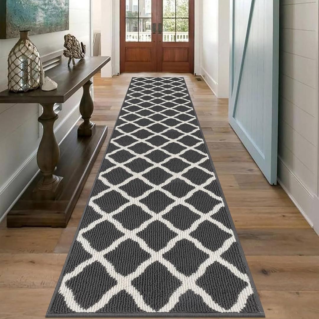 SHACOS Extra Long Hallway Runner Rug 2x10 ft Indoor Washable Rug Runner Non Slip Rubber Backing Hall Kitchen Runner Rugs Entryway Carpet Runners, Dark Grey