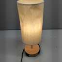 Yarra-Decor Bedside Lamp with USB A+C Port - Touch Control Table Lamp for Bedroom Wood 3 Way Dimmable Nightstand Lamp with Round Flaxen Fabric Shade for Home Office (LED Bulb Included)