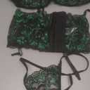 Avidlove Women Lingerie Set High Waisted Underwire Lingerie With Garter Belt Lace Babydoll (Medium, Green)