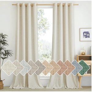 NICETOWN Natural Linen Curtains 84 inch Long 2 Panels Set, Grommet Top Thick Linen Burlap Semi Sheer Vertical Drapes Privacy Assured with Light Filtering for Bedroom/Living Room, W55 x L84