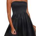 CHICGAL Summer Dresses for Women Beach Cover Ups Strapless Boho Floral Print Sundress (Small, A Solid Black)