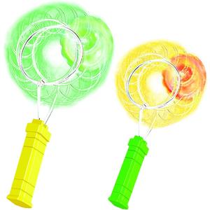 ArtCreativity Retro Light Up Toys Set for Kids- Includes 2, 8 Inch Gyro Wheels, Mesmerizing Spinning and Lighting Effects Design- Top Fun Gift for Boys and Girls