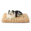 LE SURE Cute Orthopedic Dog Bed Large Sized Dog, Waterproof Chic Flat Pet Beds with Removable Washable Cover, Fuzzy Thick Egg Crate Foam Pet Mat for Indoor Use (36" x 27", Beige)