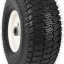 15x6.00-6nhs Lawn Mower Front Tire 4 Ply Tubeless 15x6x6 Lawn Mower 570 Lbs Tire and Wheel with 3/4" Bushing and 6 Spacers, Replacement for Garden Lawn Tractor Riding Lawn Mower, 1 Pack (White)