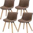 Side Chair Dining Chair Set of 4 with Solid Wood Legs for Kitchen Living Dining Room Bedroom Indoor Outdoor, Modern Industrial Faux Leather Lounge Side Chairs (Set of 4, Reddish Brown)