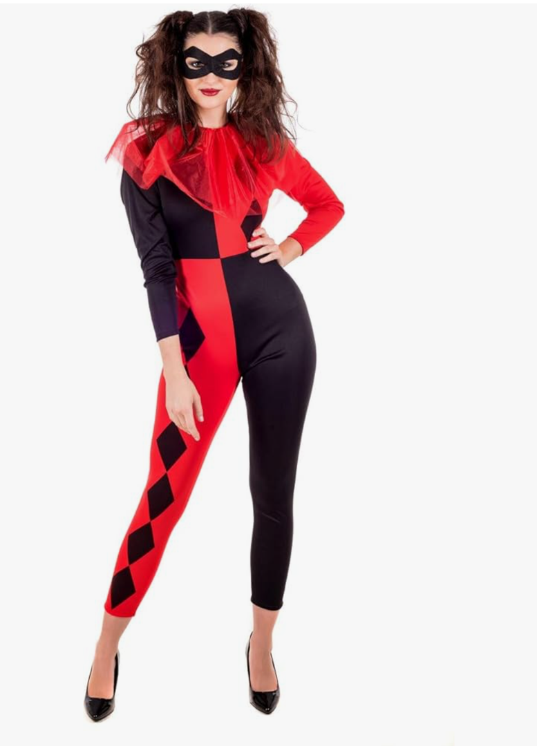 fun shack Jester Costume Women, Harlequin Costume Women, Jester Halloween Costumes for Women, Harlequin Clown Costume Women, XS