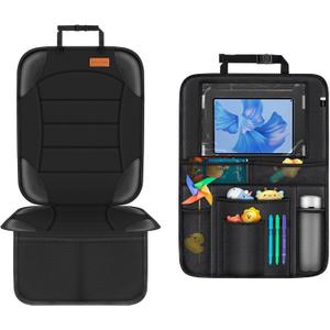 Siivton 2-in-1 Car Seat Protector & Kick Mat with iPad Holder - Kids Backseat Organizer with Touchscreen Pocket, Storage Pockets & Waterproof Cover for Child Safety and Mess-Free Rides