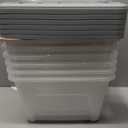 Amazon Basics Plastic Storage Containers with Secure Latching Lids, Stackable Organization Bins, Clear/Grey, 19 Quart, Set of 6