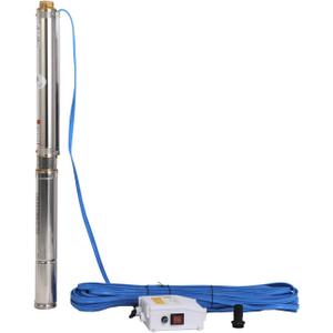 Submersible Pumps 2.5" OD Pipe 110V/60HZ 0.55KW 0.75HP Stainless Steel 1" Outlet Submersible Bore Pump Deep Well Pump with Control Box for Farm Irrigation