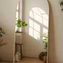 LadyNow Full Length Mirror, 58"x19" Arched Floor Mirror Freestanding, Floor Standing Full Body Mirror with Stand for Bedroom, Hanging Mounted for Living Room Cloakroom, Gold