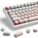 YUNZII Cute Pink Kitten Custom Keycaps, 141 Keys Dye Sub PBT MOG Profile Keycap Set for Mechanical Gaming Keyboards (Pink Kitten)