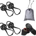 2 Pairs Non Slip Gripper Spike, Ice Grippers Traction Cleats Snow Shoe Spikes Grips Crampons with 10 Steel Studs Cleats (black)