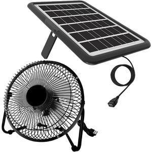 Solar Powered Fan, 8 Inch Install-Free, with 18W Portable Solar Panel, Cloudy Days Working Solar Fan for Air Circulation and Cooling in Greenhouse, Chicken Coop, Pet House, Attic, 14ft Long Cable (1PACK)