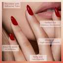 4 x Short Almond Press On Nails, Durable Reusable Glossy Artificial Nails Kit with Adhesive Tabs, 24 Pcs 12 Sizes for Fashion Women, Perfect for for Daily Outfits, Party or Date, Red