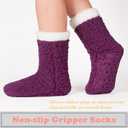 cosyone1997 Women's Fuzzy Slipper Socks with Non-slip Grippers, Cozy & Unique Gifts (Large-X-Large, Purple)