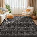 Area Rug Non Slip Machine Washable Ultra Soft Living Room/Bedroom/Kitchen/Outdoor/Classroom Black Grey, 5'7'