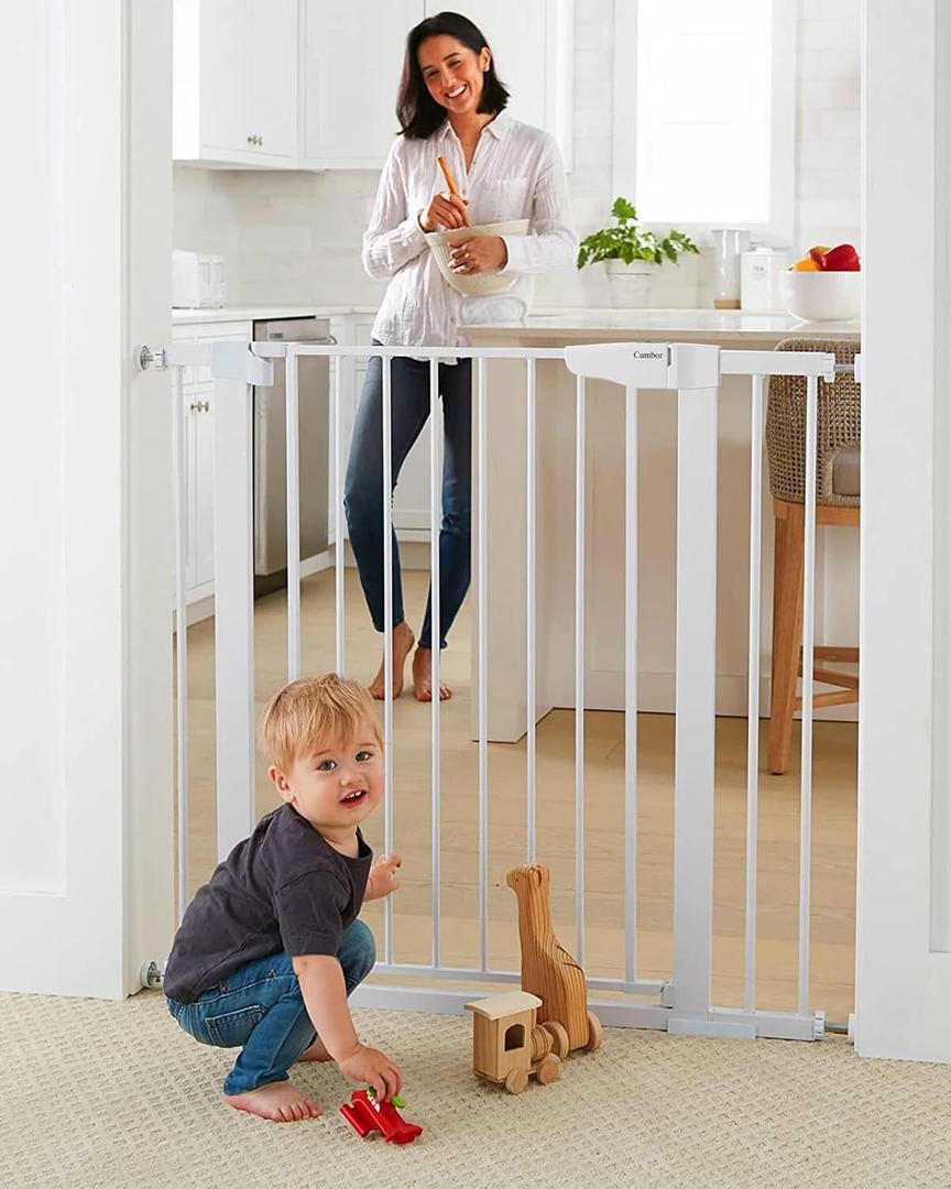 Cumbor 36 in Extra Tall Baby Gate for Doorways, 30-40.6 in Dog Gate White
Mom's Choice Awards Winner, Double Lock, 2-Way Swing, Auto Close Child Gate for Toddler & Pets, Pressure or Hardware Mounted