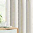 Vangao 100% Blackout Curtains for Bedroom Boho Curtains 84 Inches Long for Living Room Golden Geometric Foil Printed Room Darkening Thermal Insulated Window Drapes Off White 2 Panels