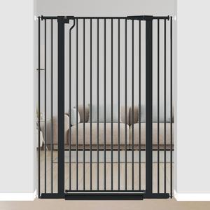 51.18" Extra Tall Pet Gate for Cats Dogs-29.6"-40.5" Extra Wide Baby Cat Gate for Stairs and Doorways-1.37" Ultra Narrow Spacing Dog Gate Dog Door with One-Handed Operation(29.6"-40.5") (Black)