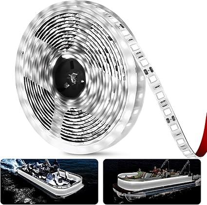 25ft Pontoon Boat Lights Marine LED Strip Lights 12V Waterproof, Interior Light Deck Light for Kayak, Jon Boat, Bass Boats, Fishing Boats (White)