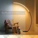 NUR Modern Arc Floor Lamp with Remote Control, 67" Tall Bright LED Standing Lamp, Stepless Dimmable & 3 Color Temperatures, Minimalist Curved Pole Light for Living Room, Bedroom & Office, Black
