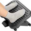 HUANUO Adjustable Desk Footrest, Foot Rest for Under Desk at Work with Massage, Adjustable Foot Stool with 3 Height Position & 30 Degree Tilt Angle Adjustment for Home, Office (Black)