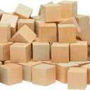DIY Wood Cubes 1-inch, Pack of 50 Small Wooden Baby Blocks for Baby Shower, Wooden Blocks for Crafts, STEM, Building, and Blank Wood Dice, by Woodpeckers
