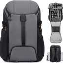 TARION Camera Backpack Large Camera Bag with -  15.6" Laptop Compartment Waterproof Raincover Outdoor Photography Hiking Travel Professional Photography Backpack Bag Grey HX-L