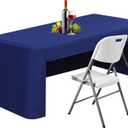 24 x 48 inch Rectangle Fitted Open Back Tablecloth for 4 FT Folding Table Washable Polyester Table Cover for Trade Show Wedding Party Picnic Outdoor Events Navy Blue