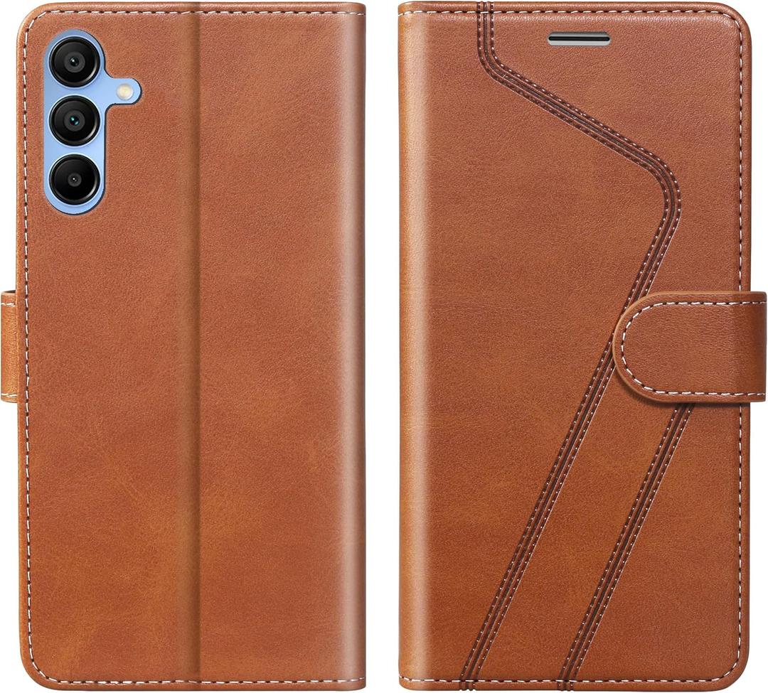 CIVICASEA for Samsung Galaxy A15 5G Wallet Case, Flip Case with RFID Blocking Credit Card Holder, PU Leather Matching Phone Case for Samsung A15,Brown