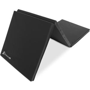ProSource Tri-Fold Folding Thick Exercise Mat 6x2 with Carrying Handles for MMA, Gymnastics, Stretching, Core Workouts