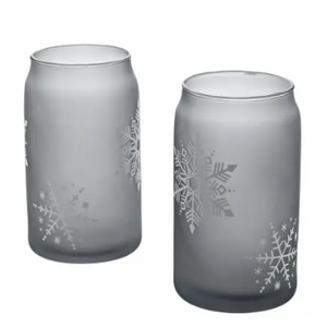 Tabletops Gallery Snowflake Soda Can Glass Set - Grey, 2 Pcs