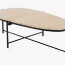 Cole And Grey Marble Living Room Beige Coffee Table With Black Metal Support