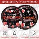 141Pcs Happy Retirement Party Decorations for 20 Guests - Rose Gold and Black Retirement Party Plates and Napkins Forks Cups Cutlery for Men Women Say Goodbye Supplies