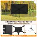 Outdoor Projector Screen 80 Inch, 16:9, High Gain, Projector Screen with Stand, Wind-resistant Design for Portable Projection Screen Outdoor, With Ropes and Spikes, 4K Image for Home Theater, Camping.