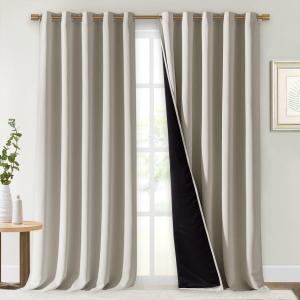 NICETOWN Full Shading Curtains for Windows, Super Heavy-Duty Black Lined Blackout Curtains for Bedroom, Privacy Assured Window Treatment (Natural, Pack of 2, 70 inches W x 95 inches L)