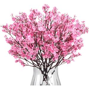 8Pcs Babys Breath Artificial Flowers Silk,Real Touch Pink Bouquets Fake Flowers for Vase Home Office Wedding Indoor Outdoor Centerpiece Table Decorations