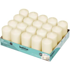 BOLSIUS Ivory Pillar Candles - 20 Pack 2x4 inch Pillar Candle Set - 20 Hours Dripless & Smokeless Clean Burning Dinner Candles - Premium Europen Quality - Palm Oil Free - 0% Animal Fat - Party Candles