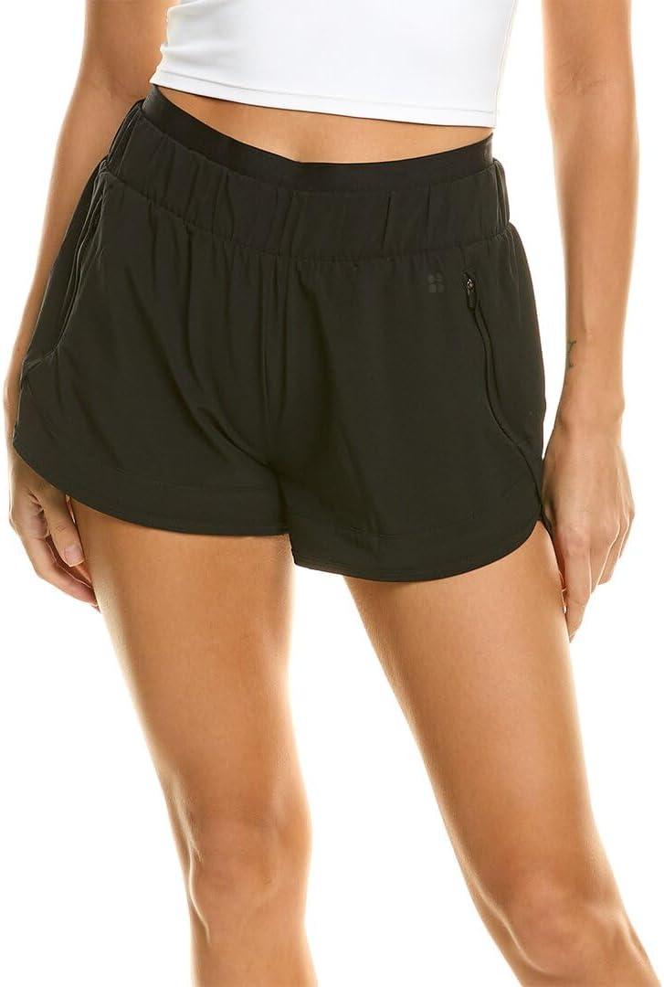 Sweaty Betty Women's On Your Marks 4" Running Workout Shorts (Large, Black)