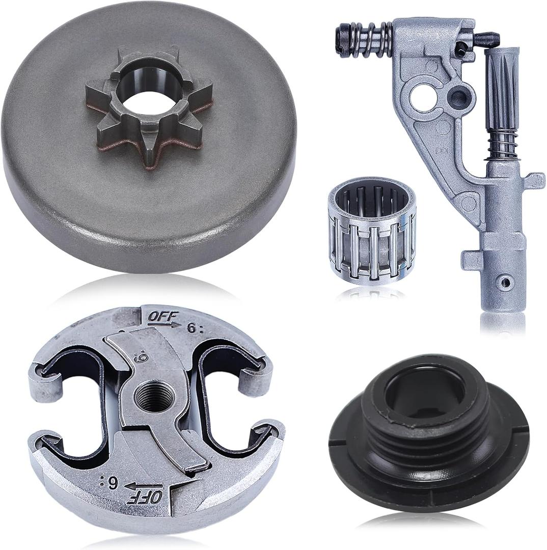 537291702 Sprocket Clutch Drum + 544180104 Oil Pump Assembly for Husqvarna 455 460 461 Chainsaw with Worm Gear Needle Bearing